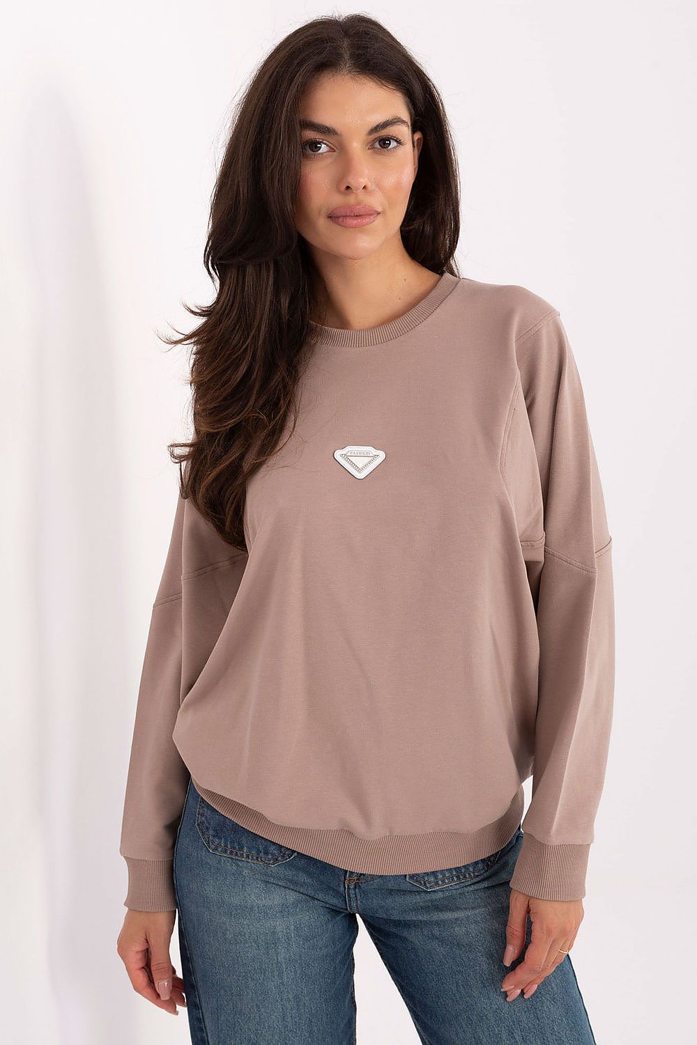  Bluza Damska Model RV-BL-A877.19P Dark Beige - Rue Paris 