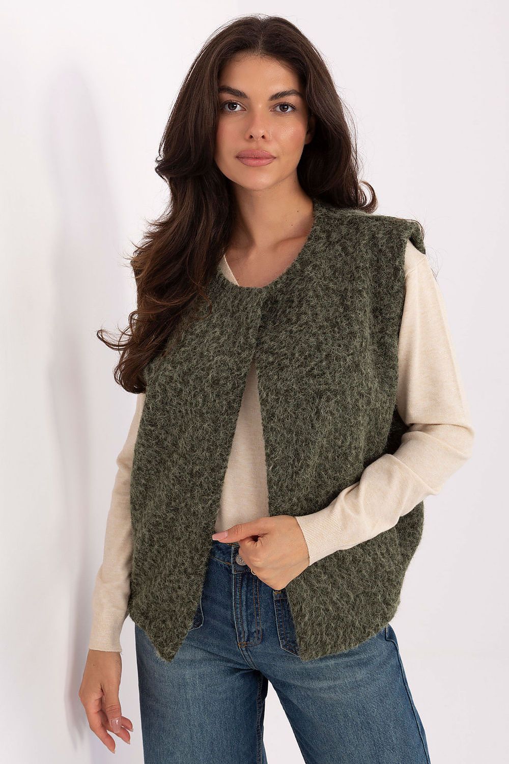   Kamizelka Model IT-KZ-FL9622.29P Khaki - Rue Paris 
