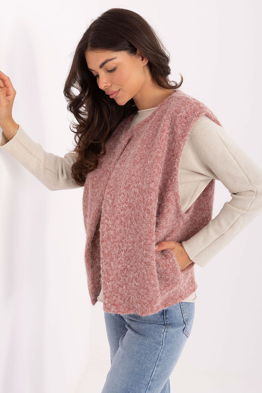   Kamizelka Model IT-KZ-FL9622.29P Dark Pink - Rue Paris 