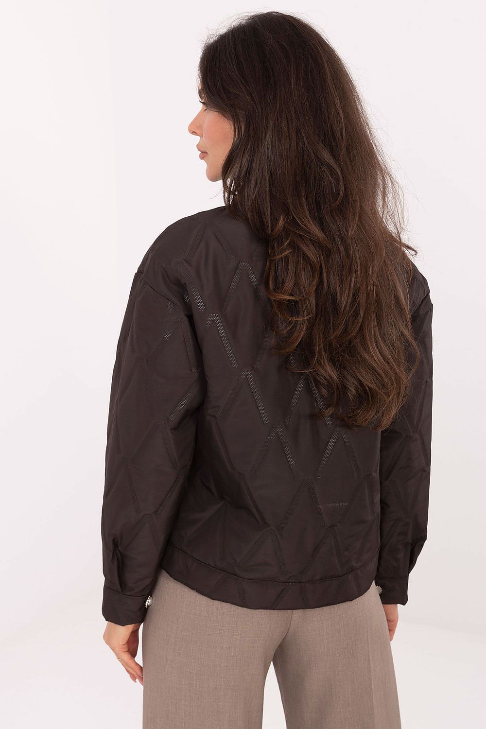   Kurtka Damska Model IT-KR-FL9626.77 Dark Brown - Rue Paris 