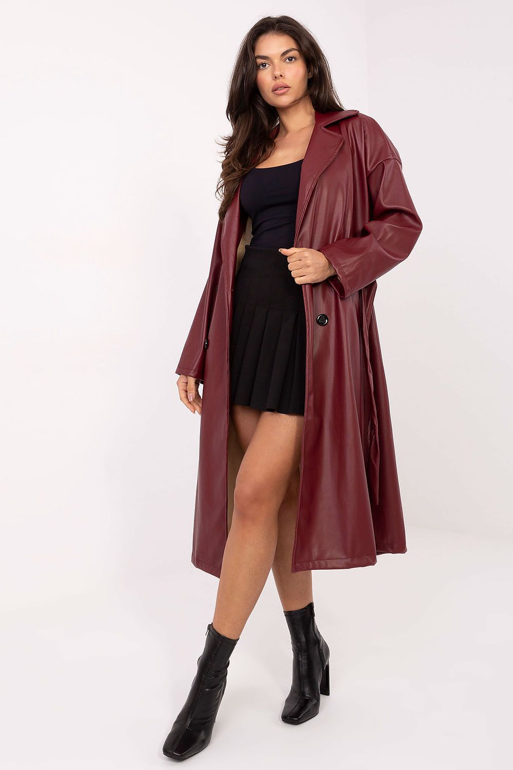   Płaszcz Damski Model IT-PL-A8393.81 Bordo - Rue Paris 
