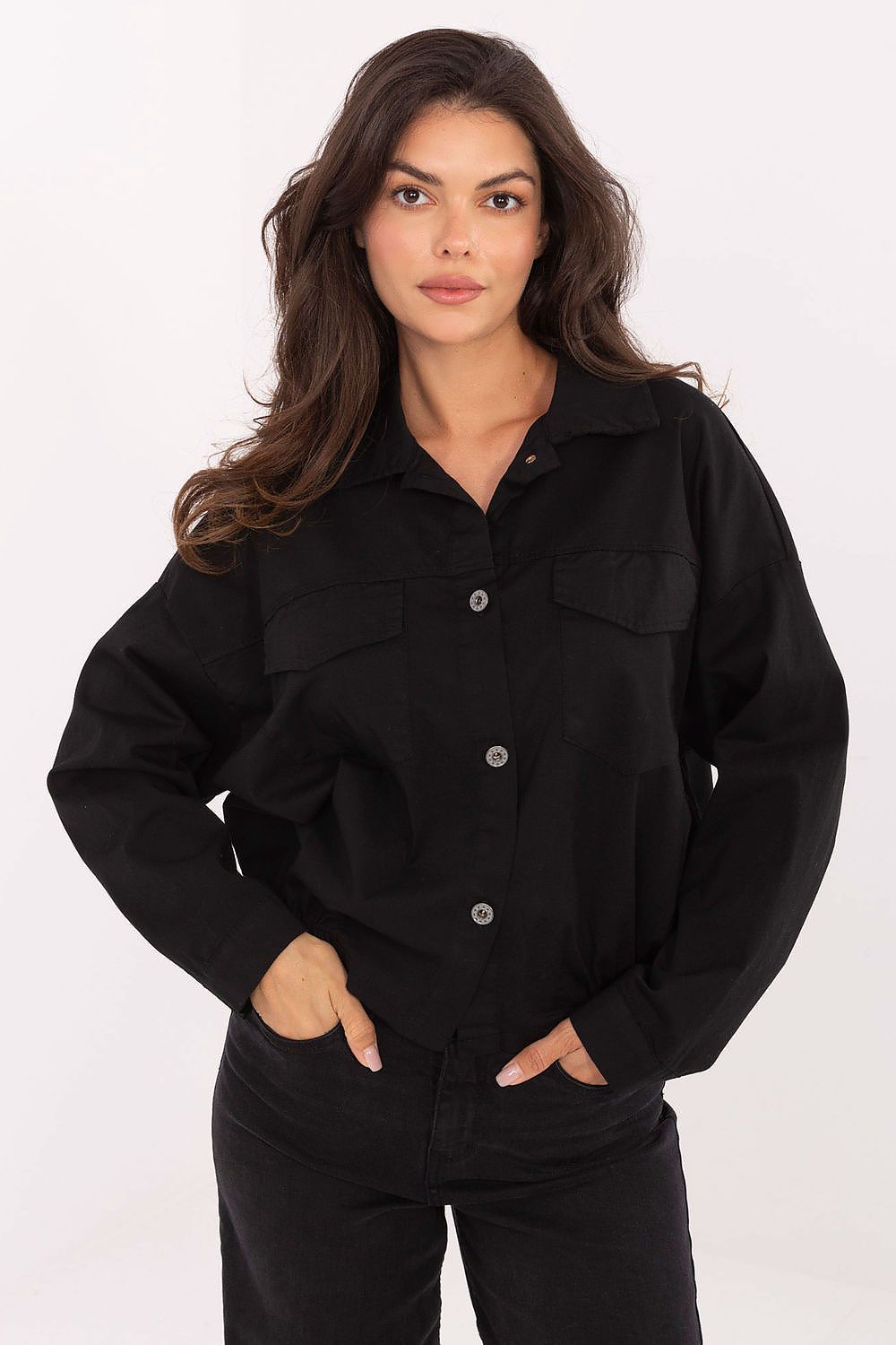   Koszula Damska Model IT-KS-FL9273.86 Black - Rue Paris 