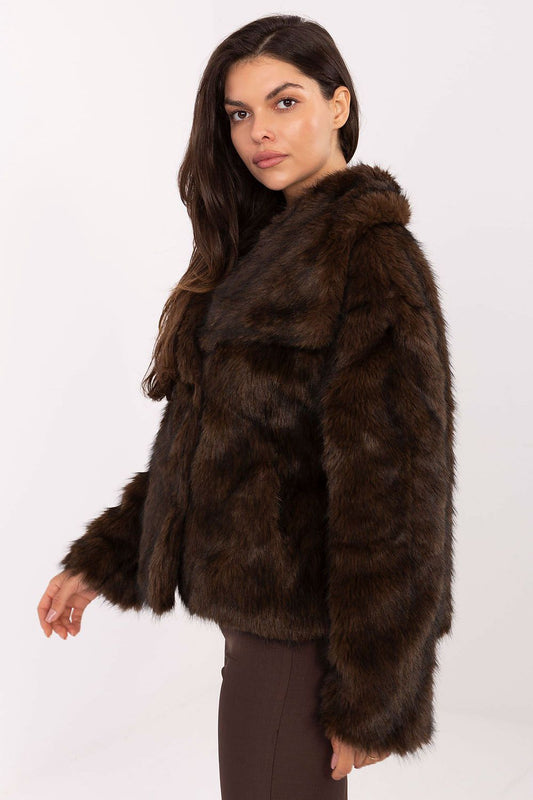   Kurtka Damska Model IT-KR-2501.43P Dark Brown - Rue Paris 