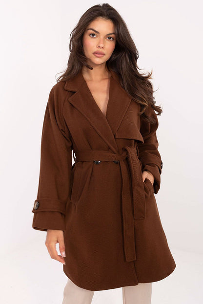   Płaszcz Damski Model IT-PL-A9589.58 Brown - Rue Paris 