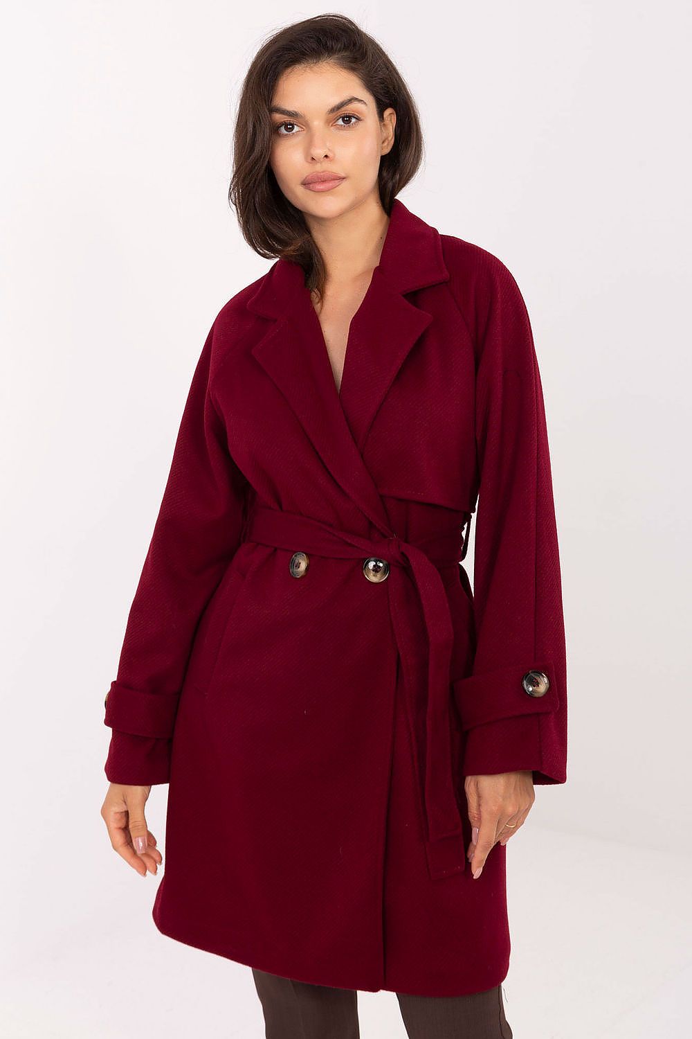   Płaszcz Damski Model IT-PL-A9589.58 Bordo - Rue Paris 