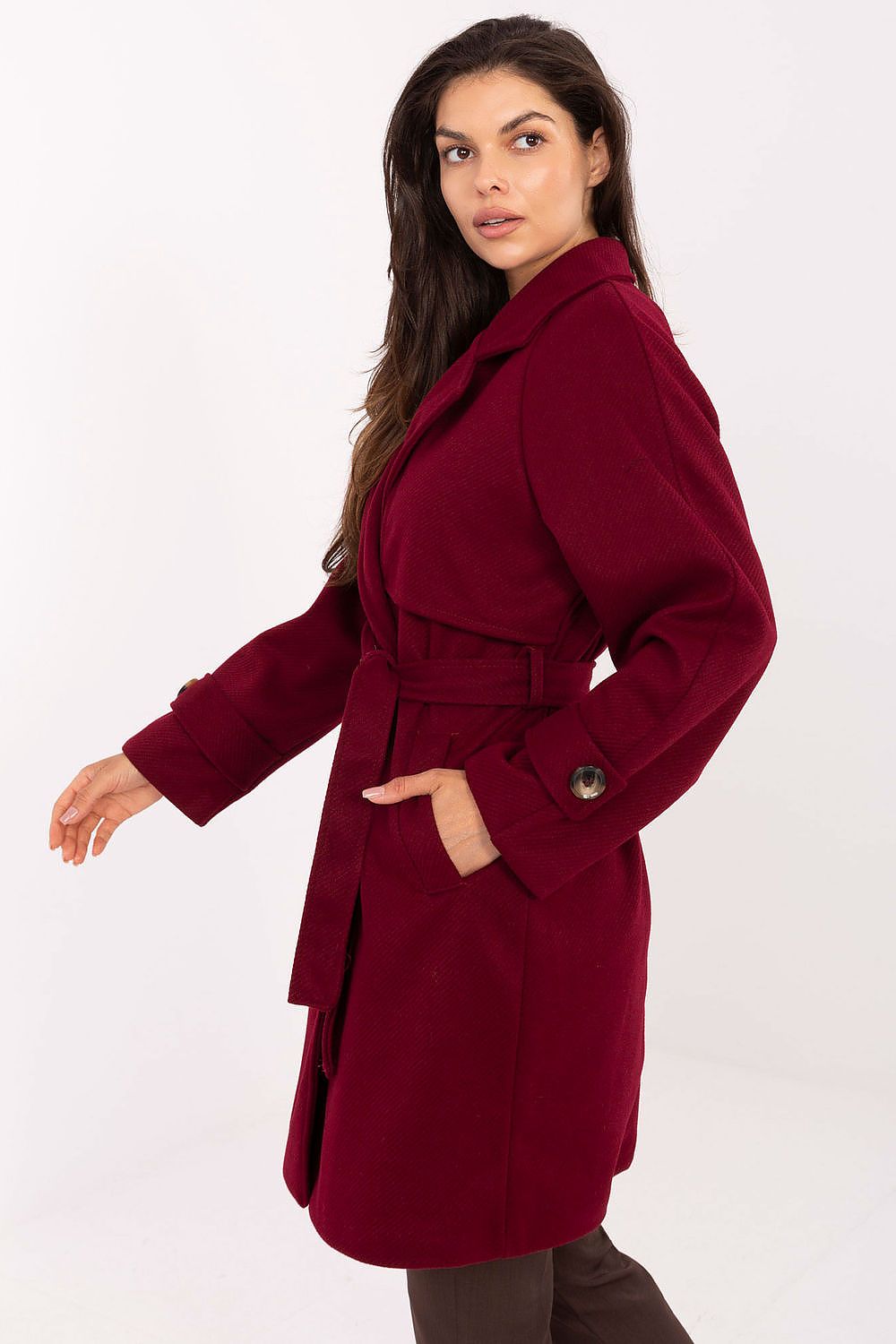   Płaszcz Damski Model IT-PL-A9589.58 Bordo - Rue Paris 
