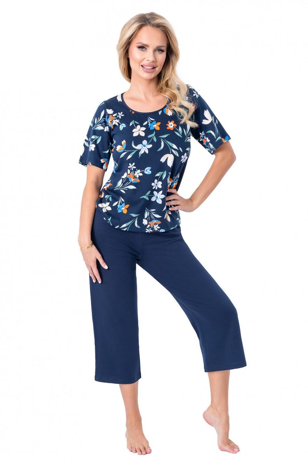  Piżama Damska Model Caroline 3/4 Navy - Donna 