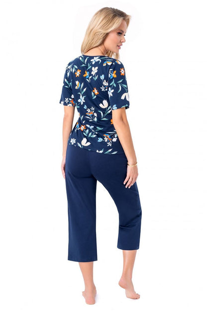  Piżama Damska Model Caroline 3/4 Navy - Donna 