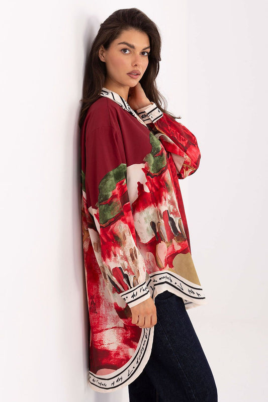   Koszula Damska Model IT-KS-18729.12 Bordo - Rue Paris 