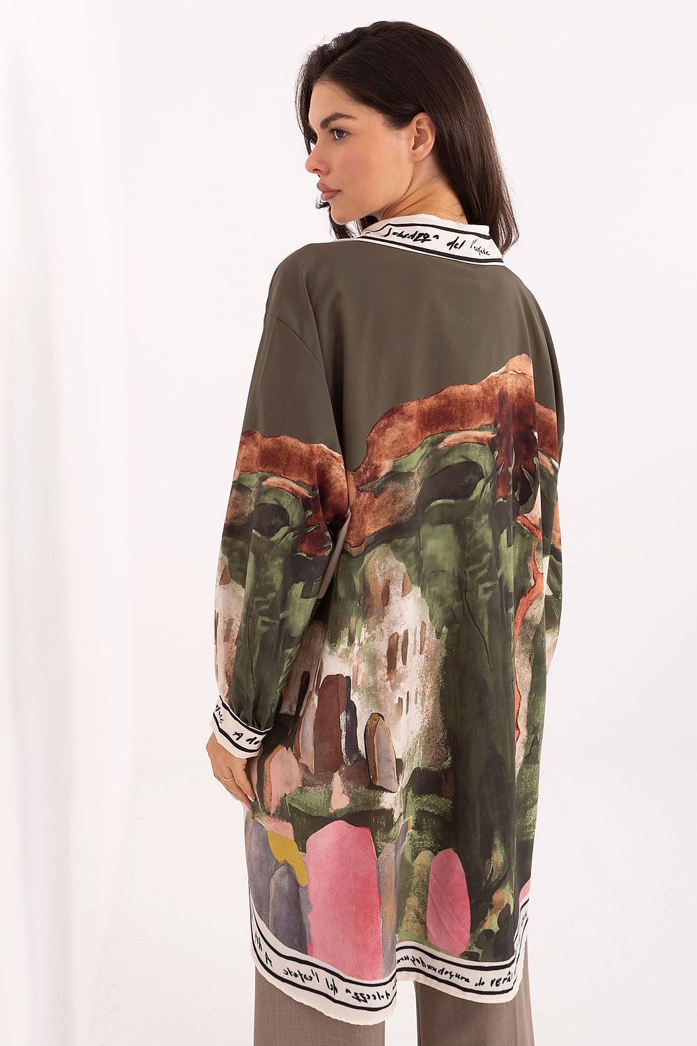  Koszula Damska Model IT-KS-18729.12 Khaki - Rue Paris 