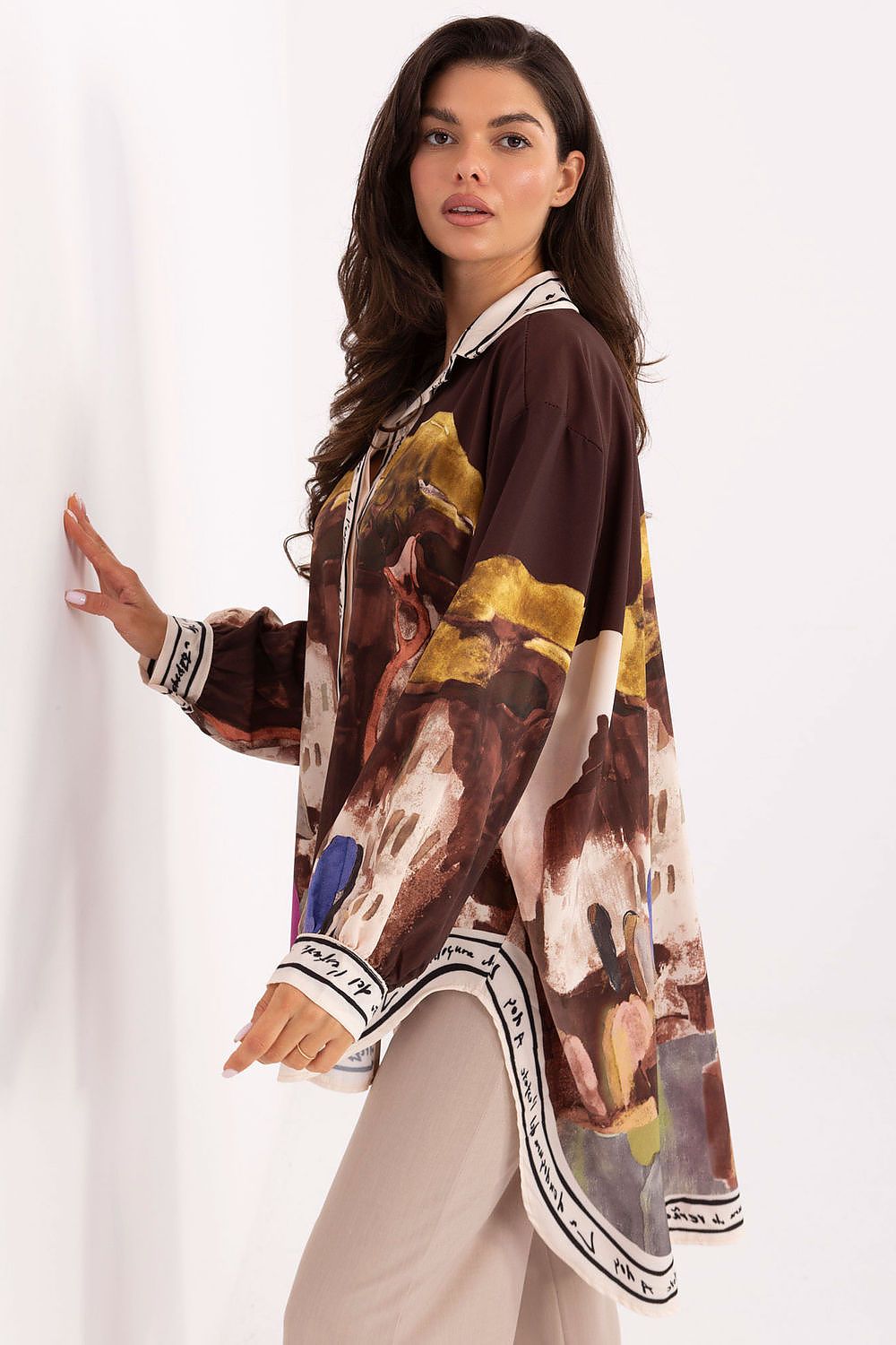   Koszula Damska Model IT-KS-18729.12 Brown - Rue Paris 