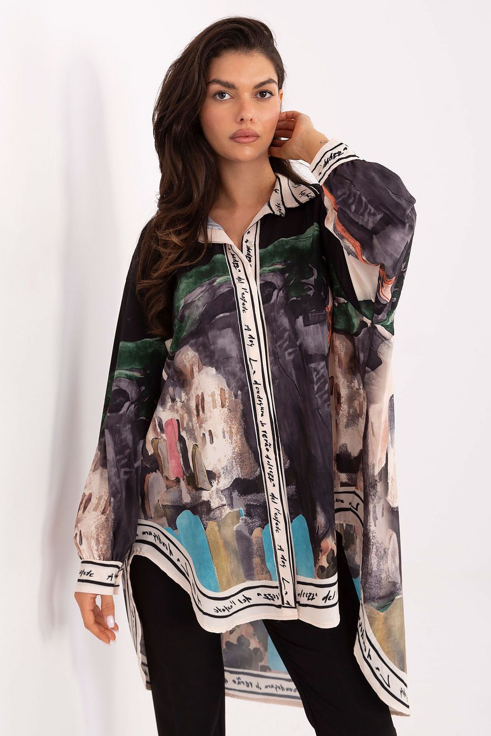   Koszula Damska Model IT-KS-18729.12 Black - Rue Paris 