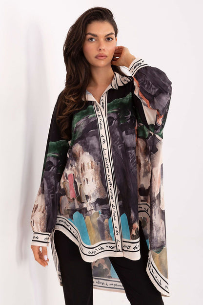   Koszula Damska Model IT-KS-18729.12 Black - Rue Paris 
