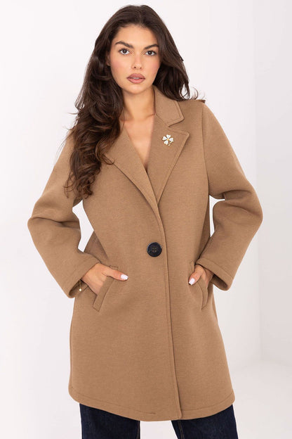   Płaszcz Damski Model IT-PL-FL8153.60 Camel - Rue Paris 