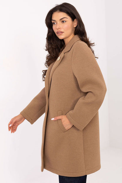   Płaszcz Damski Model IT-PL-FL8153.60 Camel - Rue Paris 