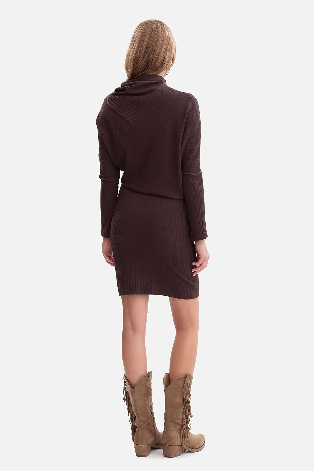  Sukienka Model B309 Gorzka Czekolada - BeWear 