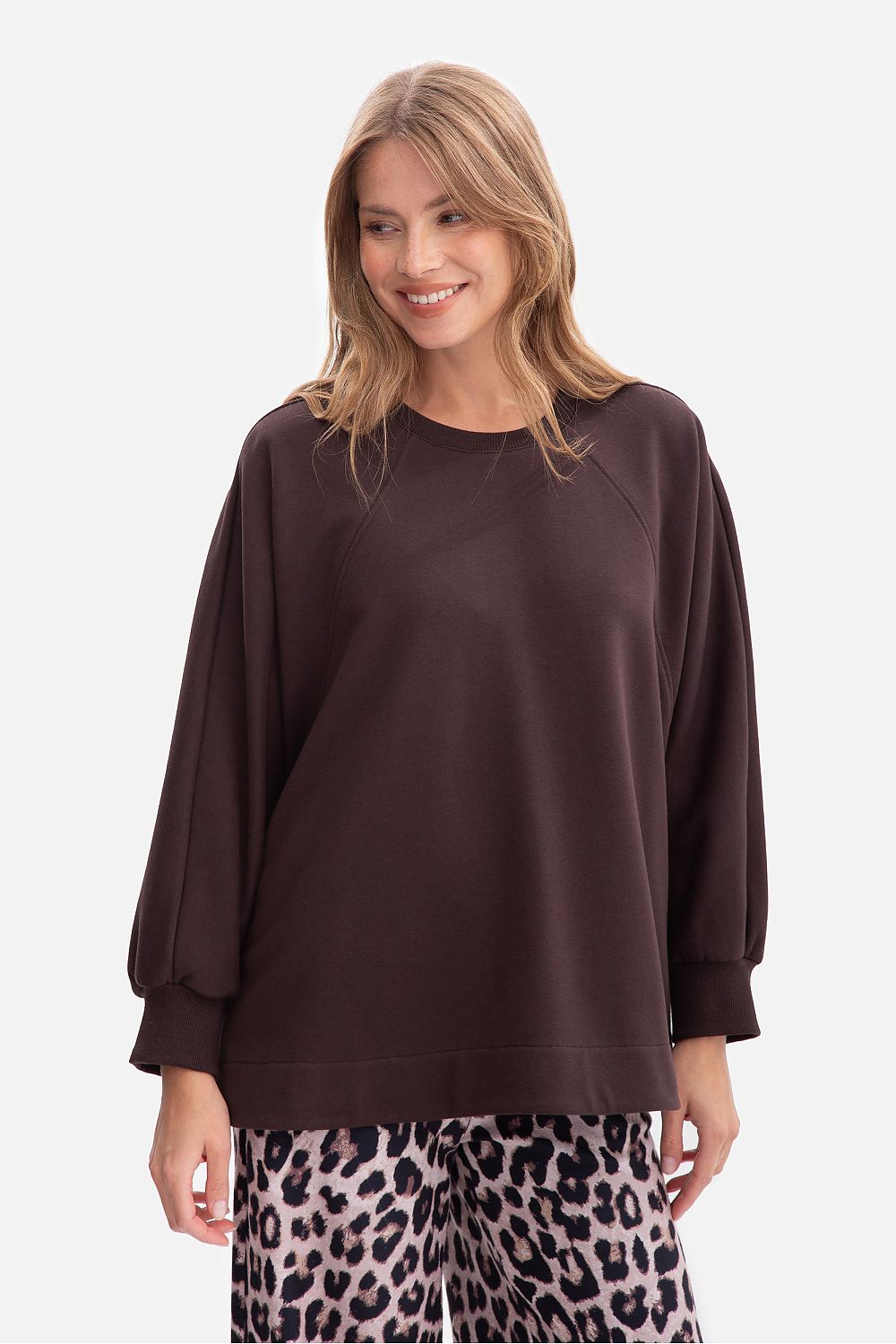   Bluza Damska Model B306 Gorzka Czekolada - BeWear 