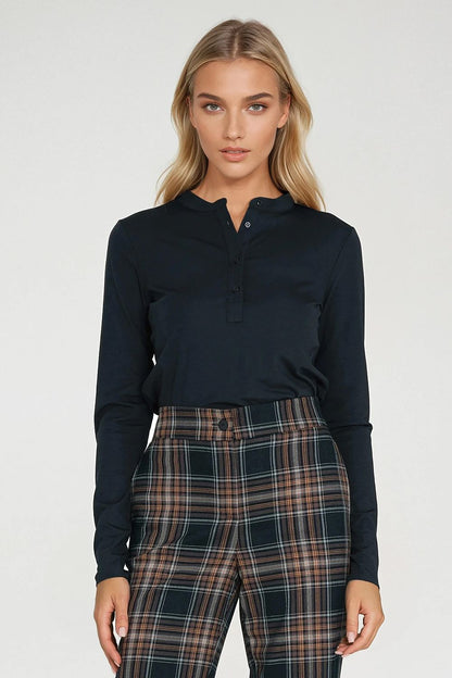   Bluzka polo ze stójką B195 Navy - Nife 