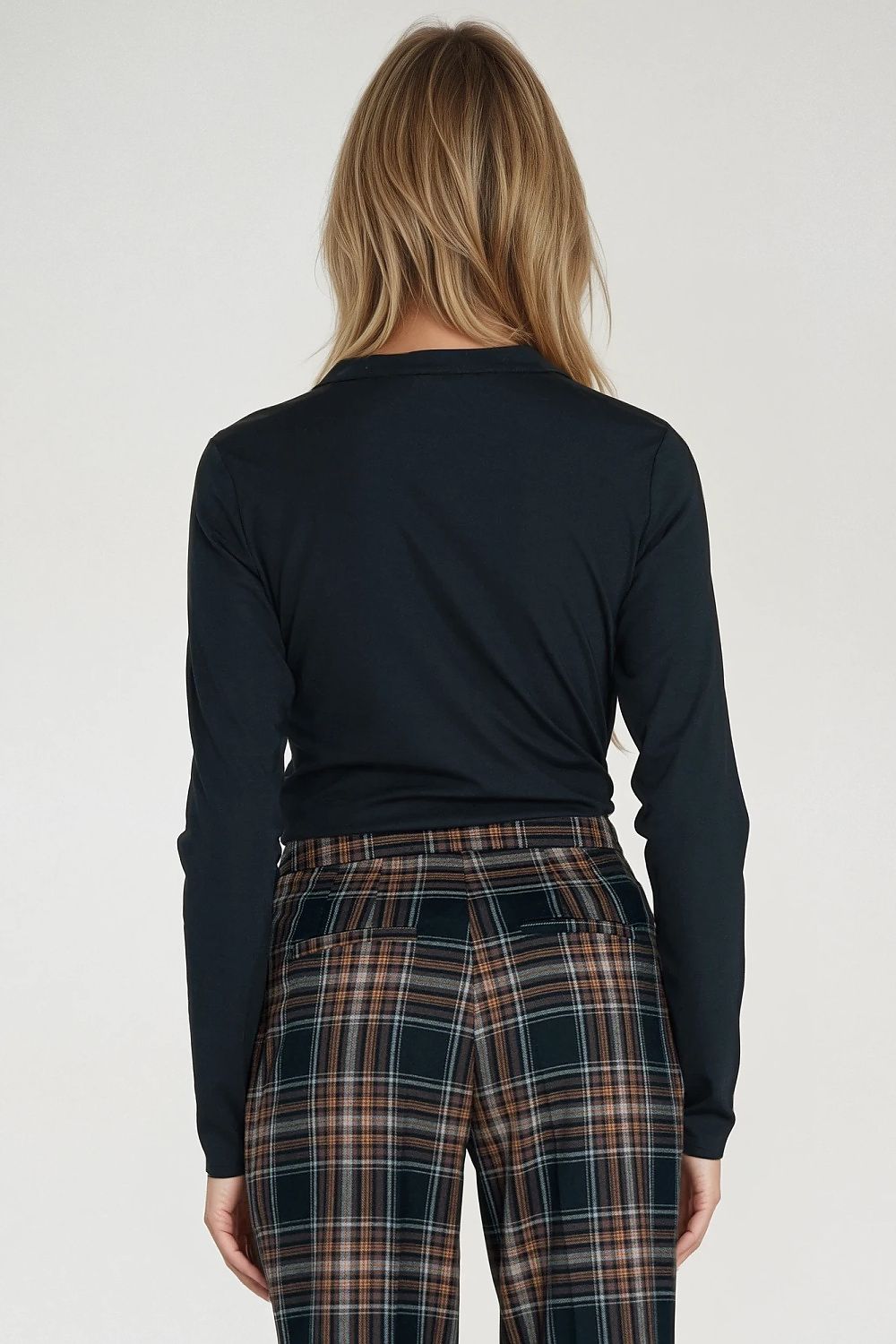   Bluzka polo ze stójką B195 Navy - Nife 