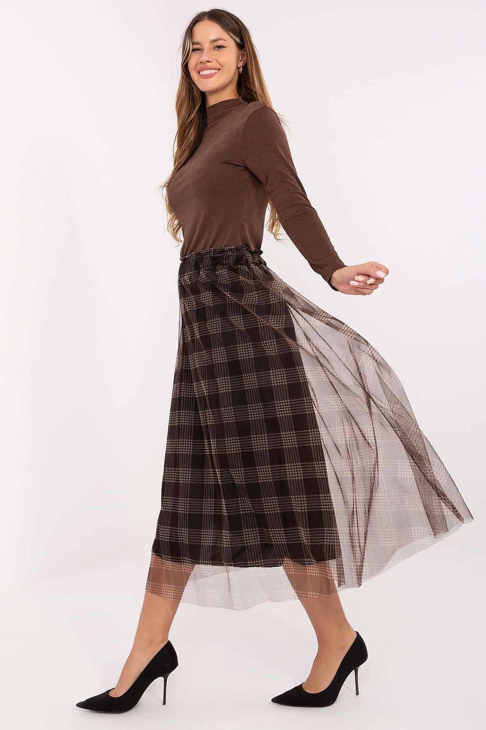  Spódnica Model MI-SD-271329-2.02 Brown - Italy Moda 