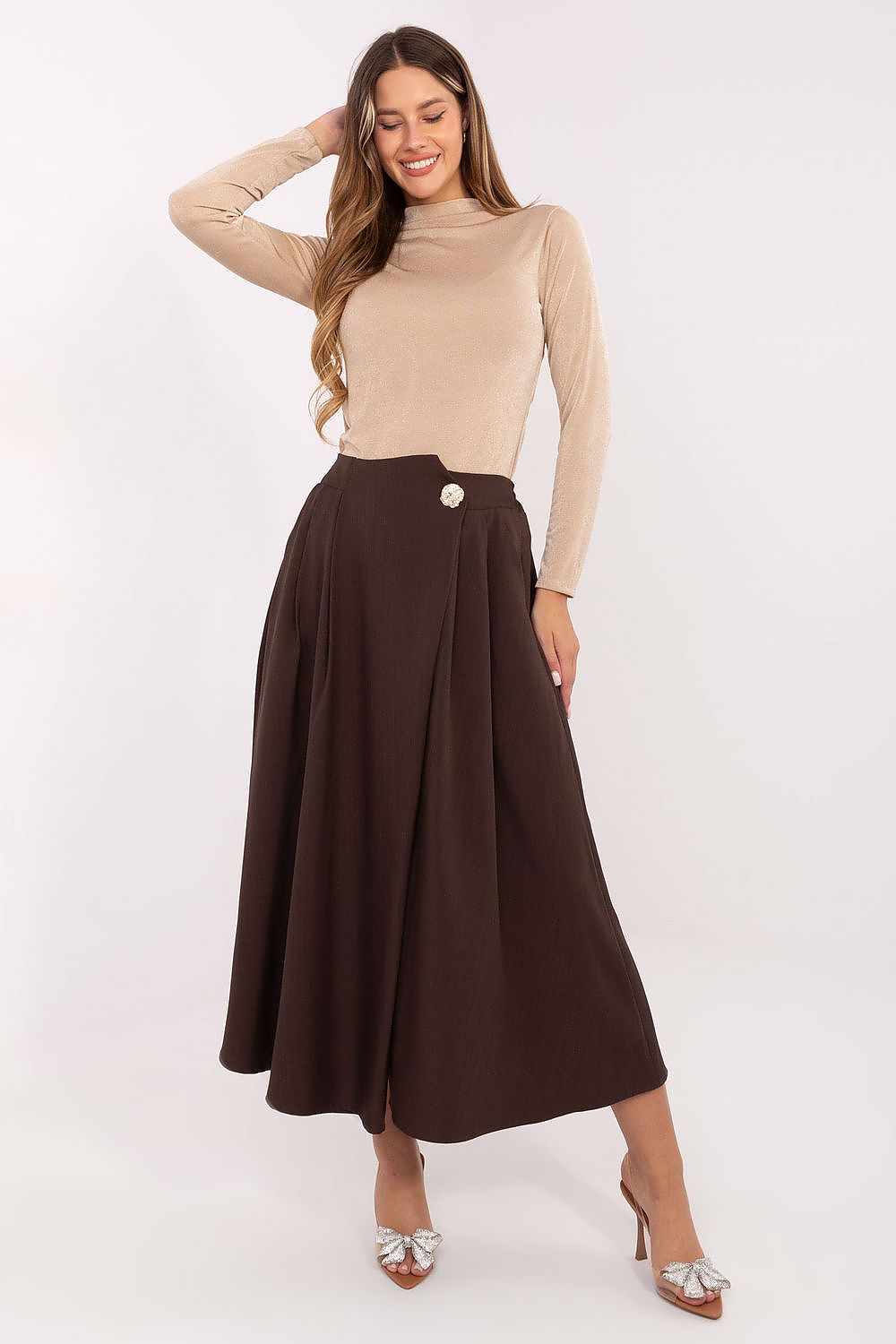  Spódnica Model IT-SD-81036.32 Dark Brown - Rue Paris 