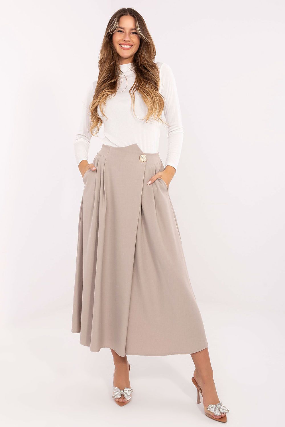  Spódnica Model IT-SD-81036.32 Beige - Rue Paris 
