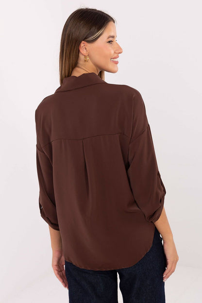   Koszula Damska Model MI-KS-4192.34 Dark Brown - Rue Paris 