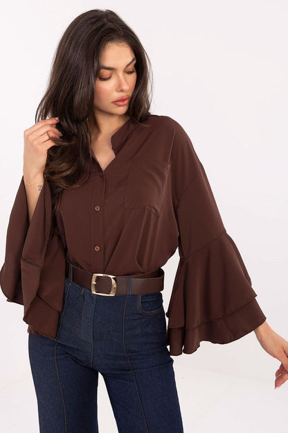   Koszula Damska Model MI-KS-3173.49 Brown - Rue Paris 