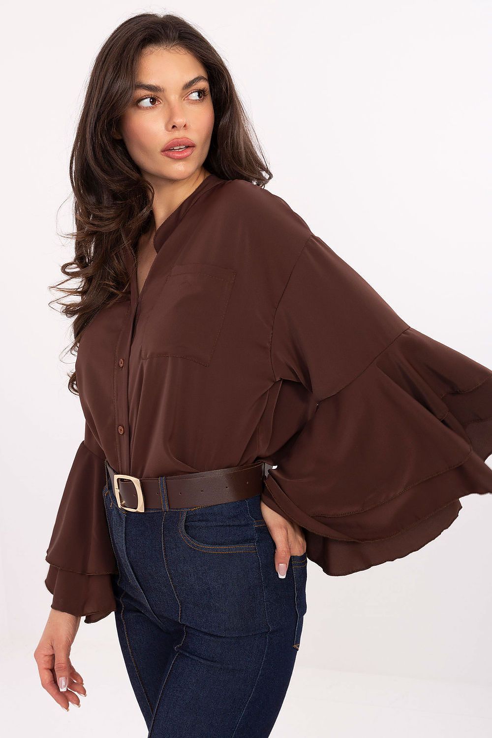   Koszula Damska Model MI-KS-3173.49 Brown - Rue Paris 