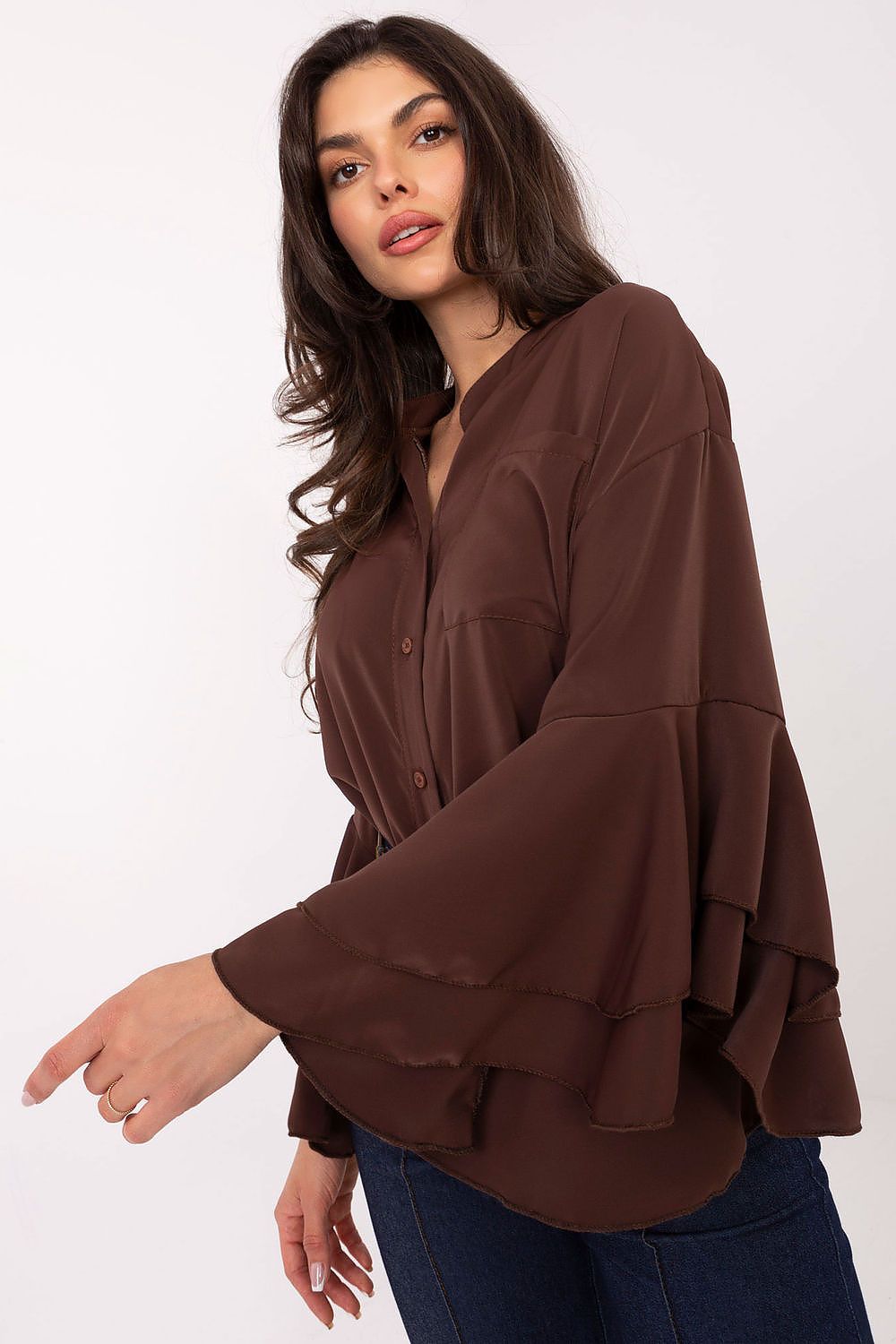   Koszula Damska Model MI-KS-3173.49 Brown - Rue Paris 