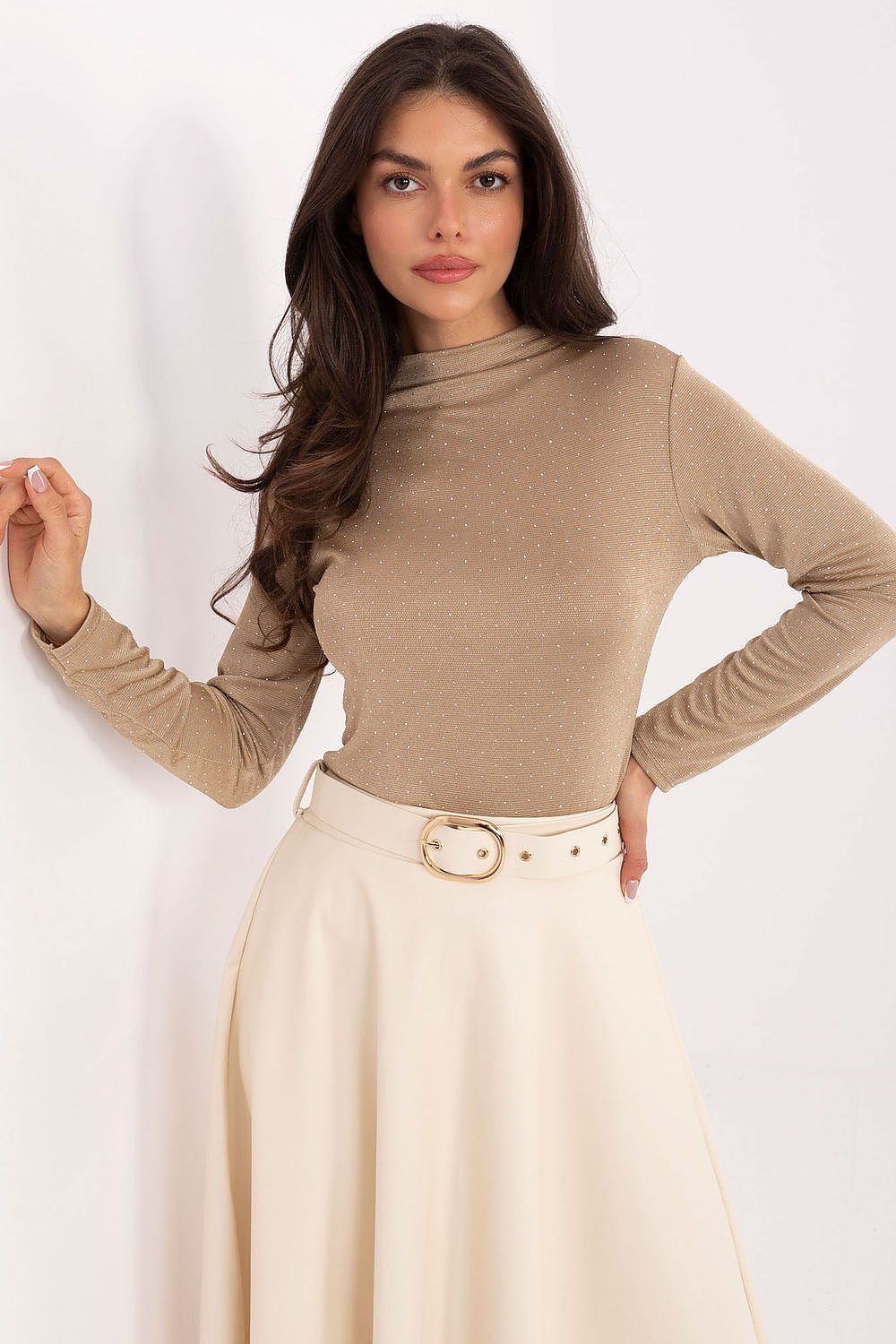   Bluzka Model IT-BZ-15368-1.04 Dark Beige - Rue Paris 
