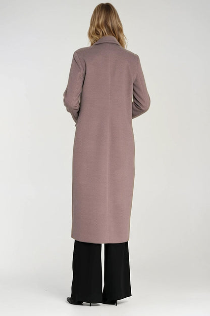   Elegancki płaszcz dwurzędowy PL25 Beige - Nife 