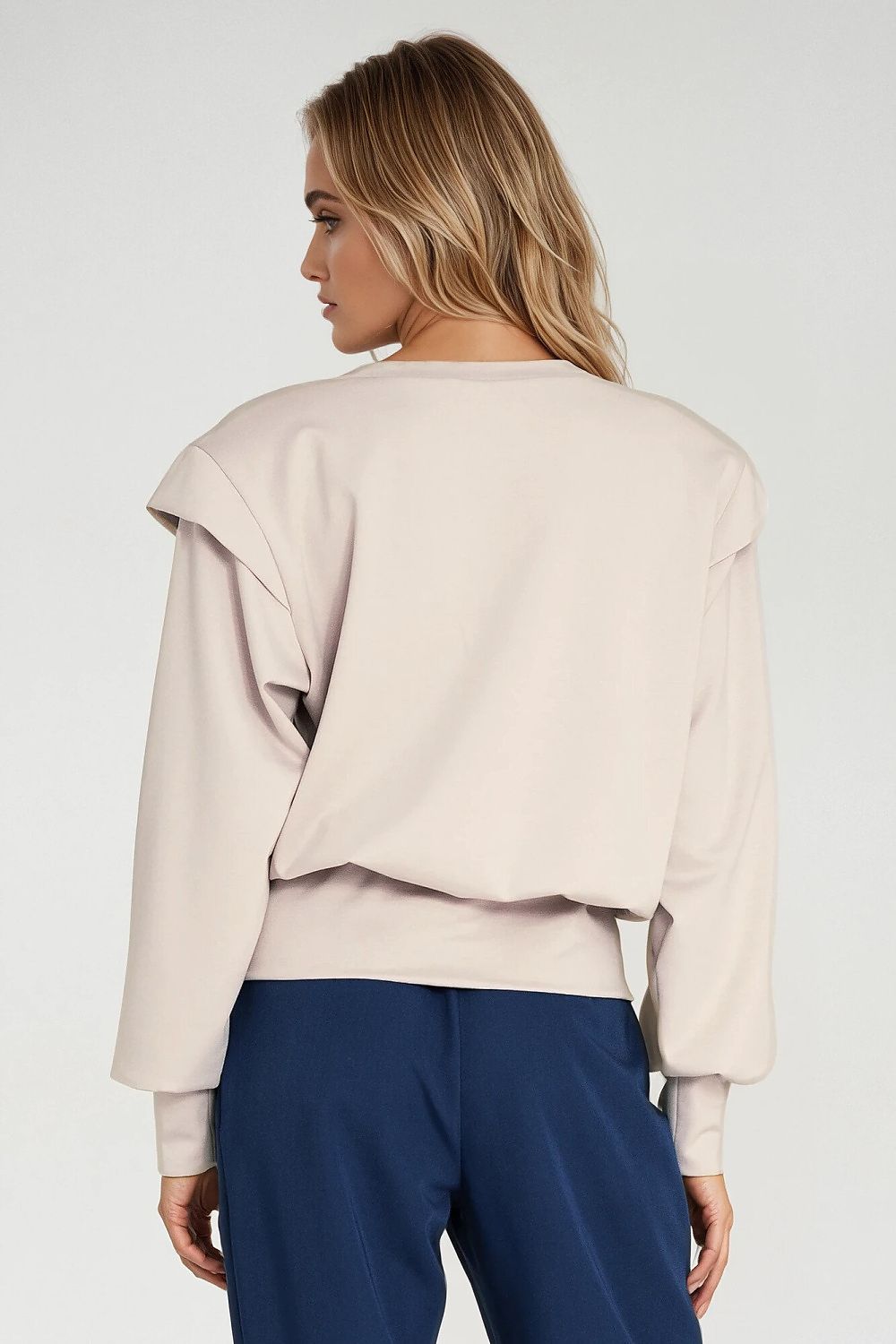   Bluza z wysokimi ściągaczami BL10 Beige - Nife 