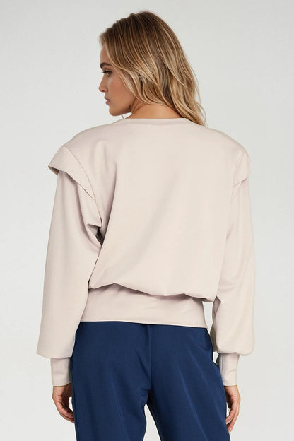   Bluza z wysokimi ściągaczami BL10 Beige - Nife 