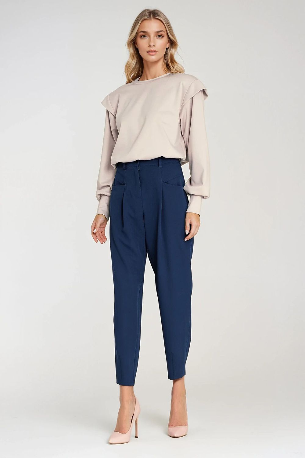   Bluza z wysokimi ściągaczami BL10 Beige - Nife 