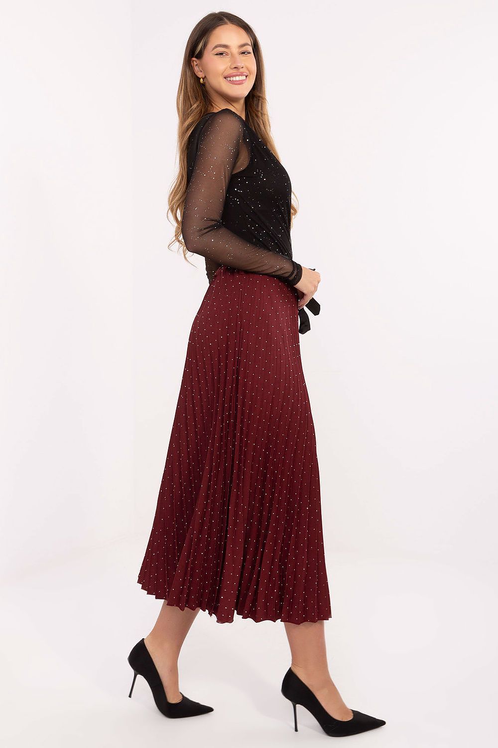  Spódnica Model MI-SD-121402.59 Bordo - Rue Paris 