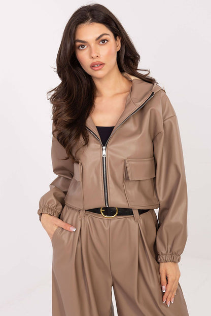   Kurtka Damska Model IT-KR-FL9729.15P Dark Beige - Rue Paris 