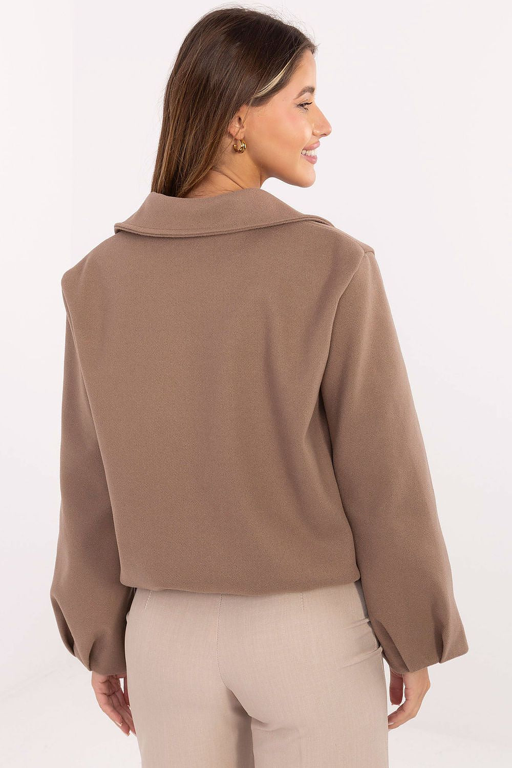   Kurtka Damska Model IT-KR-FL9725.08P Dark Beige - Rue Paris 