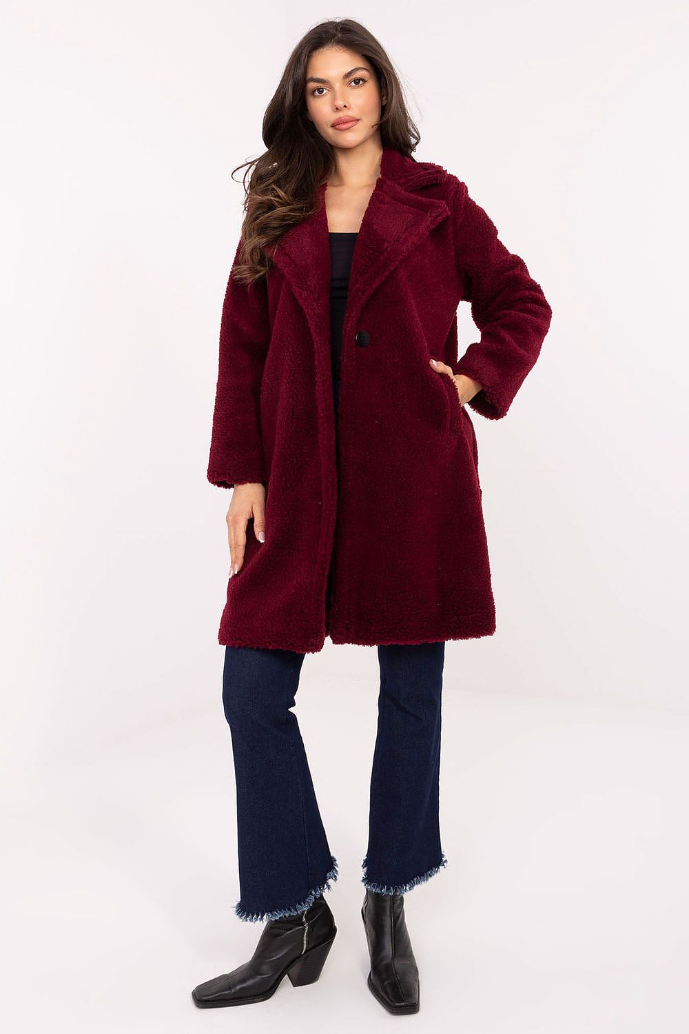   Płaszcz Damski Model IT-PL-88121.01P Bordo - Factory Price 