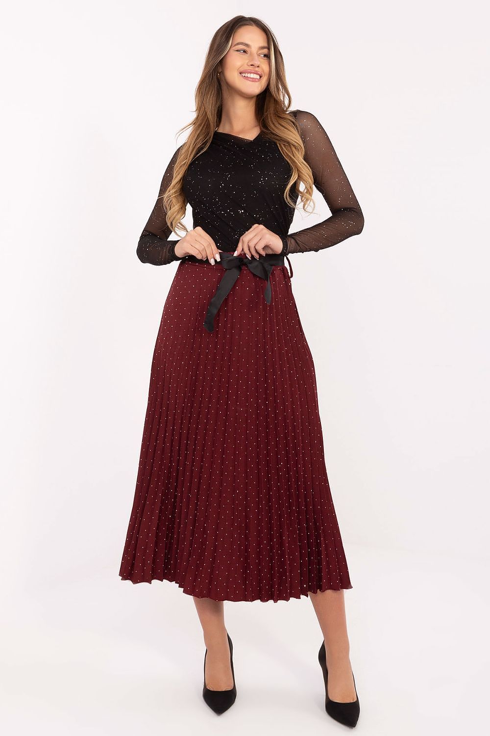  Spódnica Model MI-SD-121402.59 Bordo - Rue Paris 
