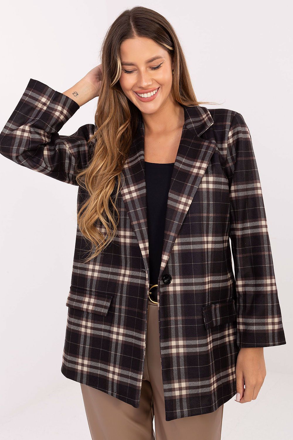   Marynarka Model IT-MA-21739.16P Black/Beige - Italy Moda 