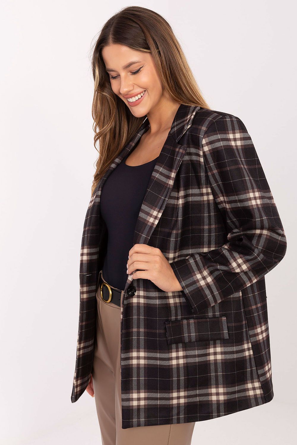  Marynarka Model IT-MA-21739.16P Black/Beige - Italy Moda 