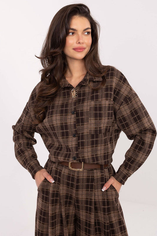   Koszula Damska Model IT-KS-GT9880.12P Brown - Italy Moda 