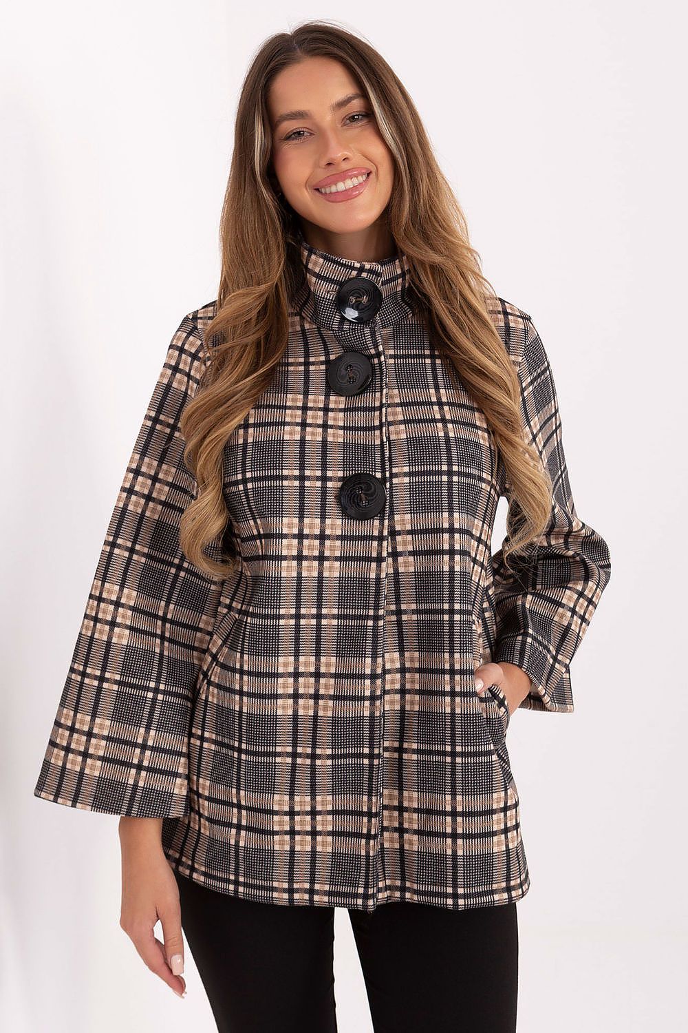   Płaszcz Damski Model IT-PL-31820-2.21P Black - Italy Moda 