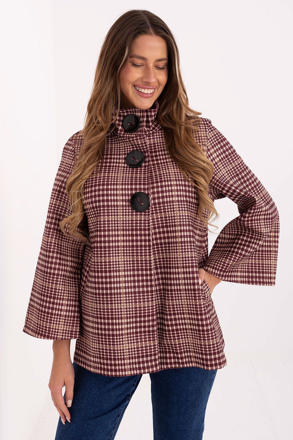  Płaszcz Damski Model IT-PL-31820.25 Bordo - Italy Moda 