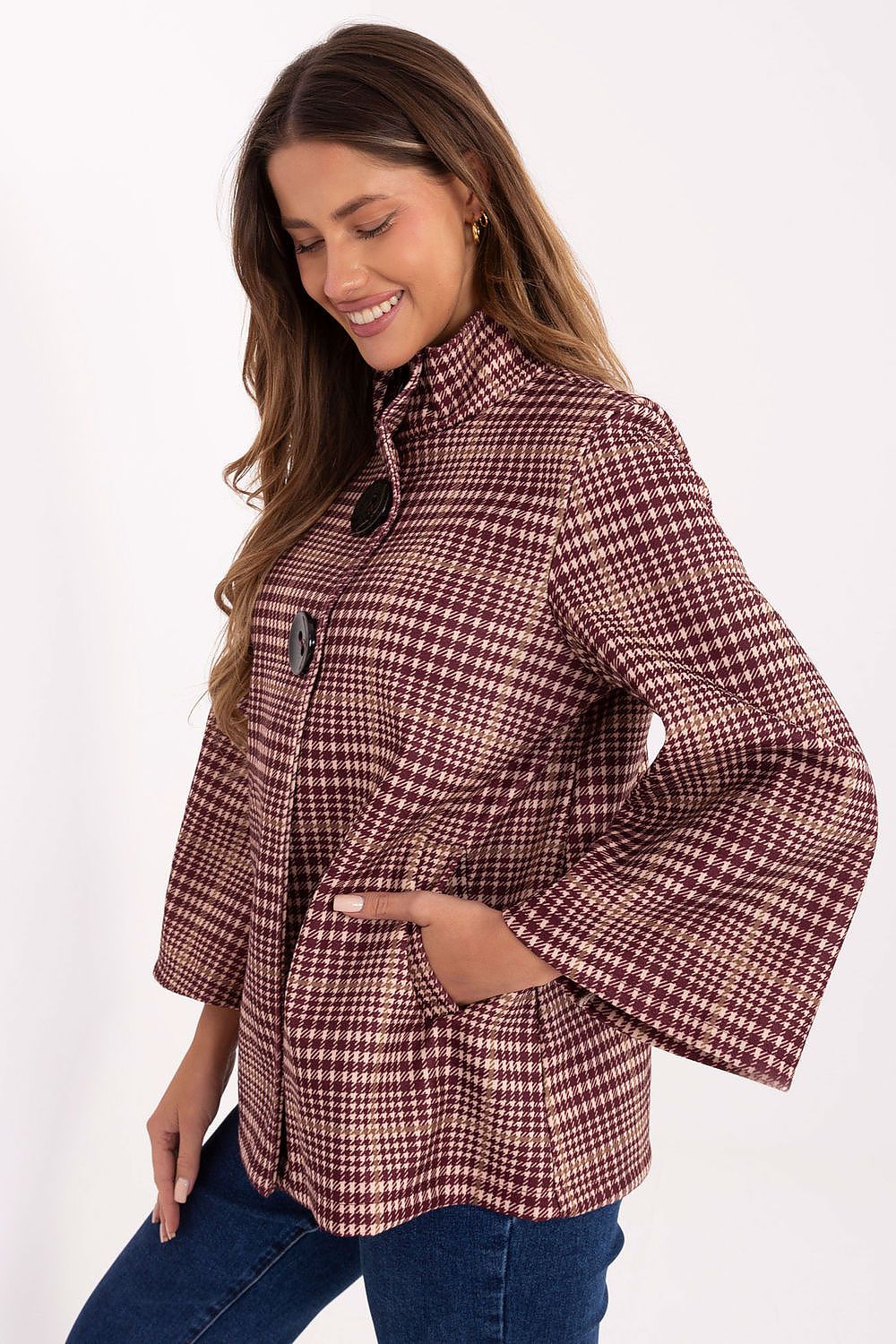   Płaszcz Damski Model IT-PL-31820.25 Bordo - Italy Moda 