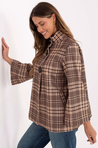   Płaszcz Damski Model IT-PL-31820-2.21P Brown - Italy Moda 