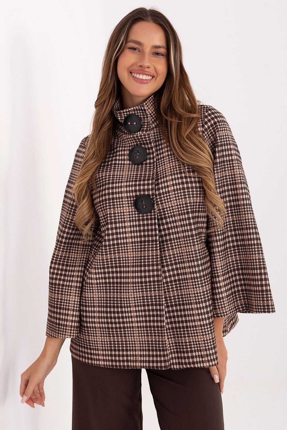   Płaszcz Damski Model IT-PL-31820.25 Brown - Italy Moda 
