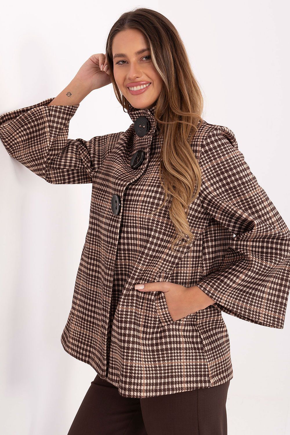   Płaszcz Damski Model IT-PL-31820.25 Brown - Italy Moda 