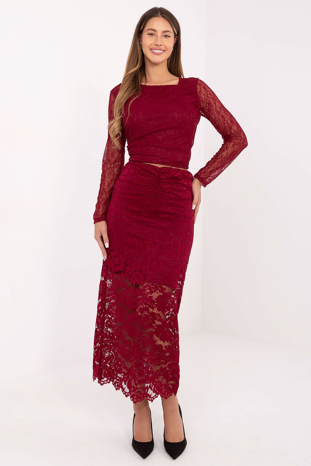  Spódnica Model MI-SD-G9137.16P Bordo - Italy Moda 